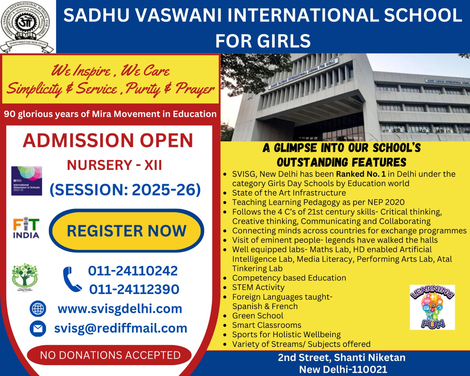 SADHU VASWANI INTERNATIONAL SCHOOL FOR GIRLS