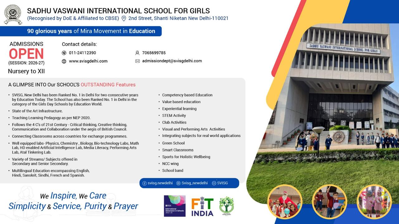 SADHU VASWANI INTERNATIONAL SCHOOL FOR GIRLS