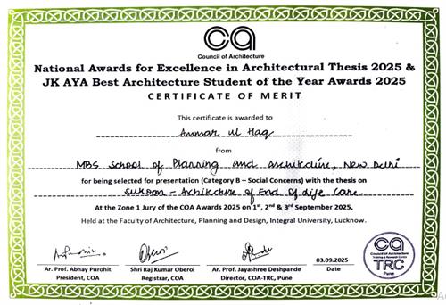 Excellence in Architectural Thesis, COA Awards 2025