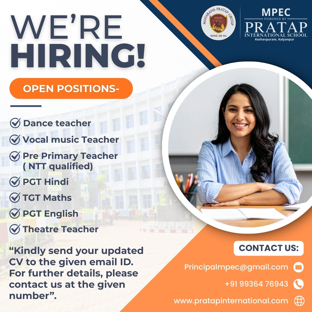 Teachers Vacancy at Pratap International School Kanpur for Academic Year 2026