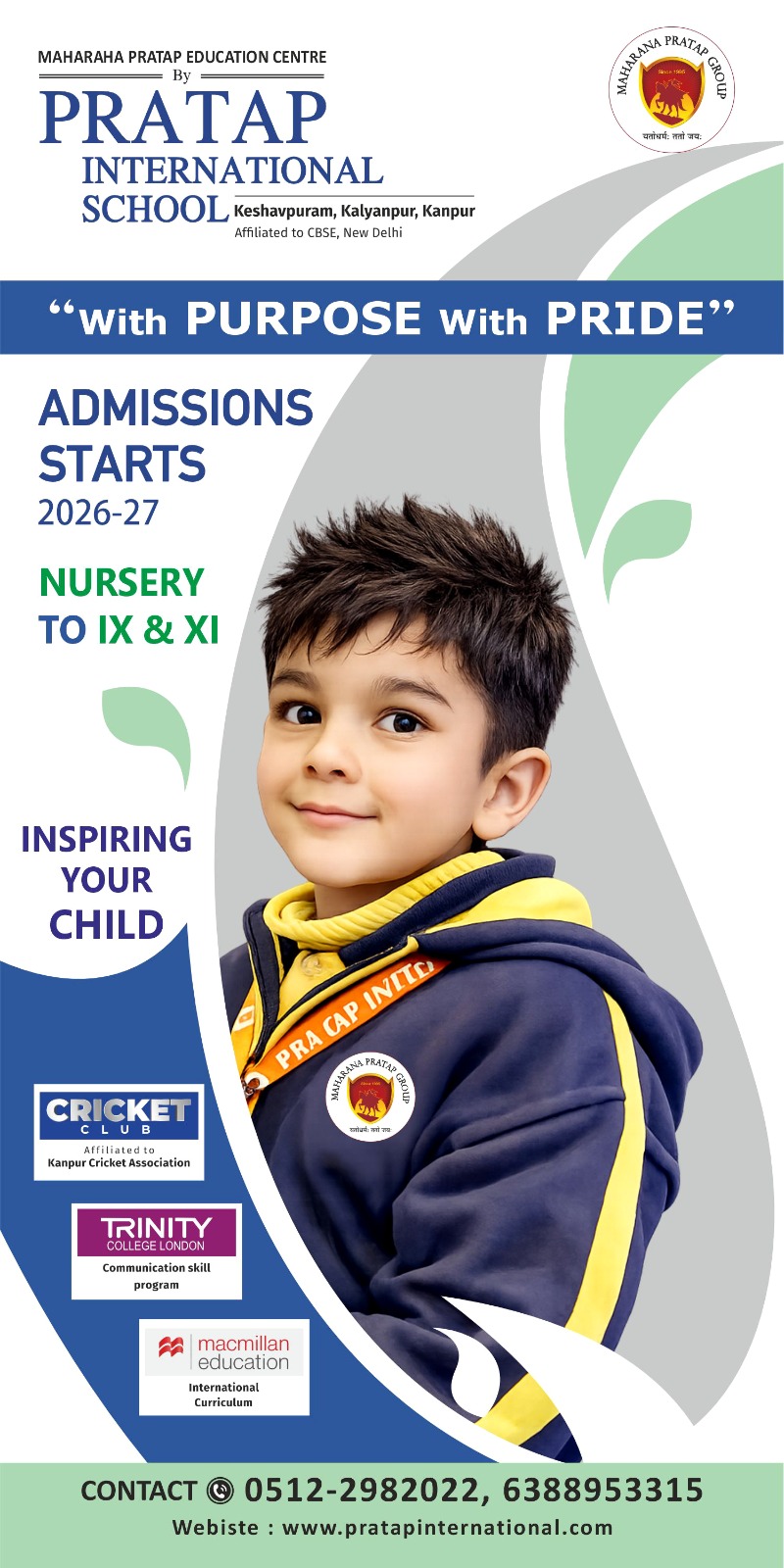 Pratap International School Keshavpuram Kalyanpur Kanpur admission open 2026-27 banner